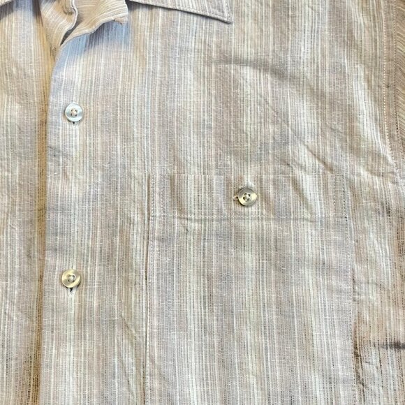Bruno Size Small Short Sleeve Striped Washable Linen Casual Button Down … - Picture 4 of 12